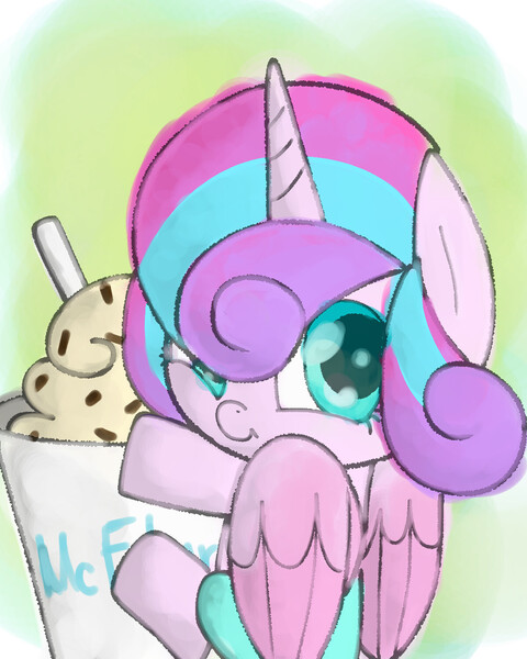 Size: 1200x1500 | Tagged: safe, artist:andromedasparkz, derpibooru import, princess flurry heart, alicorn, pony, cup, female, filly, foal, food, ice cream, image, jpeg, princess mcflurry, solo, straw