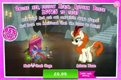 Size: 1956x1300 | Tagged: safe, derpibooru import, official, autumn blaze, coloratura, kirin, advertisement, bush, camera, cloven hooves, costs real money, countess coloratura, curtains, english, female, gameloft, horn, image, jpeg, mobile game, my little pony: magic princess, numbers, photo, quill, sale, solo, solo focus, stage, text