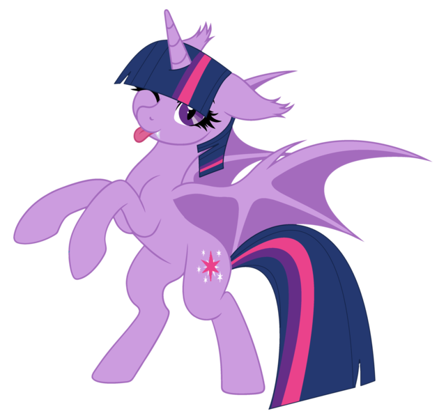 Size: 3690x3459 | Tagged: safe, artist:starshade, artist:twilyisbestpone, derpibooru import, twilight sparkle, twilight sparkle (alicorn), alicorn, bat pony, bat pony alicorn, pony, :p, adorkable, base used, bat ears, bat ponified, bat wings, bipedal, cute, dork, ear tufts, fangs, female, high res, hooves up, horn, image, mare, one eye closed, png, race swap, silly, silly pony, simple background, slit pupils, solo, spread wings, tongue out, transparent background, twiabetes, twibat, wings