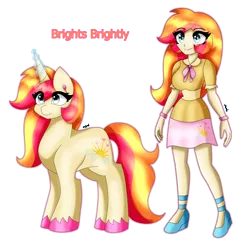 Size: 3516x3445 | Tagged: safe, artist:eeveeglaceon, derpibooru import, brights brightly, human, pony, unicorn, equestria girls, duo, equestria girls-ified, female, g3, human ponidox, image, png, self paradox, self ponidox, simple background, transparent background