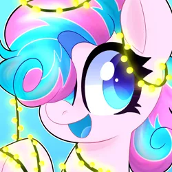 Size: 2000x2000 | Tagged: safe, artist:saveraedae, derpibooru import, oc, unofficial characters only, pony, bust, christmas, christmas lights, commission, feminine stallion, holiday, image, lights, looking at you, png, portrait, solo