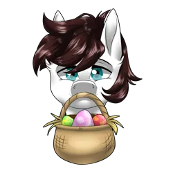 Size: 4000x4000 | Tagged: safe, artist:o-demonkill-o, derpibooru import, oc, oc:markey malarkey, ponified, unofficial characters only, pony, basket, crossover, easter, easter egg, egg, holiday, image, male, png, solo, the mark side