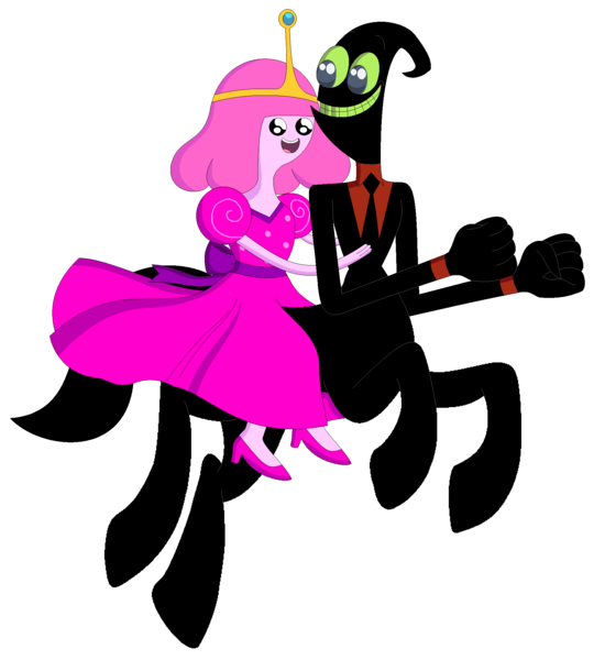 Size: 1832x2036 | Tagged: safe, artist:nathaniel718, derpibooru import, centaur, taur, adventure time, cartoon network, female, happy, image, male, nergal, nergal and princess bubblegum, png, princess bubblegum, simple background, the grim adventures of billy and mandy, white background