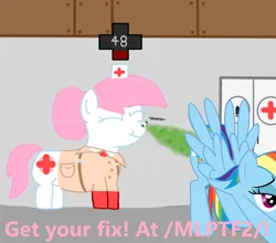 Size: 1246x1096 | Tagged: suggestive, derpibooru import, nurse redheart, rainbow dash, /mlp/ tf2 general, fart, fart fetish, fetish, image, iwtcird, life bar, medic, meme, png, sniffing