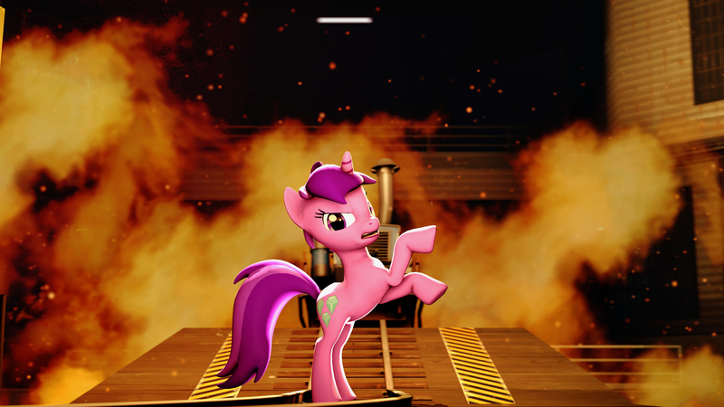 Size: 3840x2160 | Tagged: safe, derpibooru import, amethyst star, /mlp/ tf2 general, 3d, angry, bomb, fire, image, jpeg, payload, source filmmaker, weapon