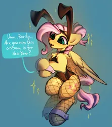 Size: 3845x4347 | Tagged: safe, artist:gicme, derpibooru import, fluttershy, pegasus, pony, blushing, bunny ears, bunny suit, bunnyshy, chest fluff, clothes, cuffs (clothes), female, fishnets, image, mare, playboy, playboy bunny fluttershy, png, solo, text
