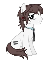 Size: 3640x4490 | Tagged: safe, artist:equestria secret guard, derpibooru import, oc, oc:正负等式, unofficial characters only, earth pony, pony, bags under eyes, clothes, earth pony oc, equal cutie mark, image, looking back, necktie, png, simple background, sitting, solo, thinking, transparent background, vector