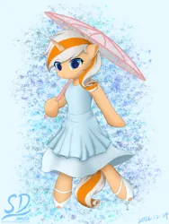 Size: 1713x2278 | Tagged: safe, artist:speedy dashie, derpibooru import, oc, oc:accurate balance, unofficial characters only, pony, semi-anthro, unicorn, clothes, cute, dress, female, image, png, shoes, umbrella