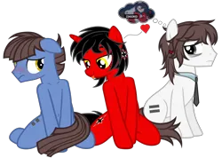 Size: 7179x5120 | Tagged: grimdark, suggestive, artist:equestria secret guard, derpibooru import, oc, oc:dark star, oc:正负等式, unofficial characters only, pony, unicorn, bags under eyes, bedroom eyes, belly button, blushing, censored, clothes, dirty thoughts, equal cutie mark, female, heart, horn, image, imagining, implied gay, implied shipping, jewelry, kneeling, looking at someone, looking at something, looking back, love, male, mare, necklace, necktie, not nazi, peeking, png, rape, rule 63, sex, sexy, shipping, shoulder, shy, simple background, sitting, stallion, straight, thinking, tongue out, transgender, transparent background, unhappy, unicorn oc, vector