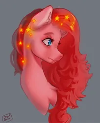 Size: 3038x3728 | Tagged: safe, artist:jaynsparkle, derpibooru import, pinkie pie, earth pony, pony, bust, female, gray background, image, jpeg, mare, signature, simple background, solo