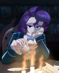 Size: 1024x1281 | Tagged: safe, artist:geraritydevillefort, derpibooru import, rarity, the count of monte rainbow, equestria girls, candle, clothes, glass, image, jpeg, rarifort, solo, the count of monte cristo, villefort, wine glass