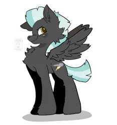 Size: 1674x1798 | Tagged: safe, artist:spookyfoxinc, derpibooru import, thunderlane, pegasus, pony, cheek fluff, chest fluff, ear fluff, image, jpeg, male, simple background, smiling, solo, spread wings, stallion, white background, wings