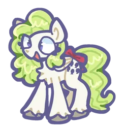 Size: 1000x1000 | Tagged: safe, artist:toaestt, derpibooru import, surprise, pegasus, pony, blue eyes, bow, chest fluff, cross-eyed, eyelashes, female, folded wings, green hair, image, open mouth, png, simple background, smiling, solo, surprise (g1), tail, tail bow, transparent background, wings