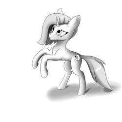 Size: 3200x3200 | Tagged: safe, artist:pfych0, trixie, pony, unicorn, chest fluff, ear fluff, female, horn, image, mare, monochrome, png, rearing, solo