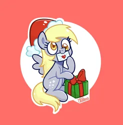 Size: 1934x1962 | Tagged: safe, artist:seasemissary, derpibooru import, derpy hooves, pony, image, letter, mouth hold, png, present, solo