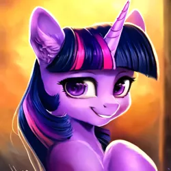 Size: 1080x1080 | Tagged: safe, derpibooru import, machine learning generated, purplesmart.ai, stable diffusion, twilight sparkle, pony, unicorn, image, png, smiling, solo