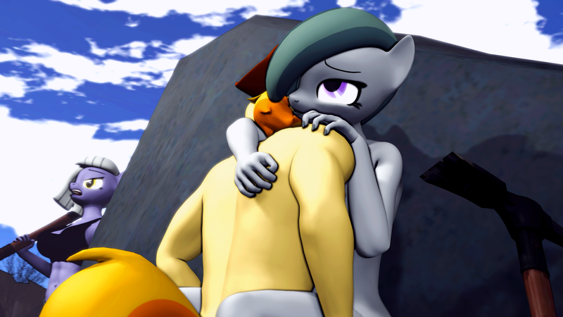 Size: 3840x2160 | Tagged: questionable, artist:themanwithaquest, derpibooru import, braeburn, limestone pie, marble pie, anthro, 3d, braeble, female, image, implied sex, male, nudity, png, shipping, source filmmaker, straight