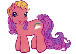 Size: 259x186 | Tagged: safe, derpibooru import, official, rainbow flash, earth pony, pony, colored, flat colors, g3, image, long tail, png, simple background, solo, tail, transparent background