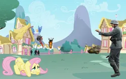 Size: 1280x800 | Tagged: safe, derpibooru import, fluttershy, human, pegasus, fear, image, jpeg, military, nazi, photoshop