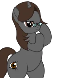 Size: 4600x5037 | Tagged: safe, alternate version, artist:duskyzombie, derpibooru import, oc, oc:sonata, unofficial characters only, pony, unicorn, absurd resolution, bipedal, cute, eyes closed, female, frown, glasses, hind legs, image, mare, one eye closed, png, simple background, solo, transparent background, vector, wide hips, wink