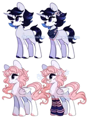 Size: 577x801 | Tagged: safe, artist:dammmnation, derpibooru import, oc, unofficial characters only, pegasus, pony, unicorn, base used, clothes, colored wings, female, flower, flower in hair, glasses, horn, image, leg warmers, mare, pegasus oc, png, scarf, simple background, smiling, transparent background, two toned wings, unicorn oc, wings