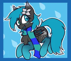Size: 1736x1507 | Tagged: safe, artist:rivibaes, derpibooru import, oc, oc:lucia, bat pony, bat pony oc, bat wings, clothes, flower, image, open mouth, png, scarf, simple background, socks, wings