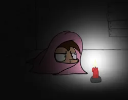 Size: 712x554 | Tagged: safe, artist:dsb71013, derpibooru import, oc, oc:night cap, unofficial characters only, pony, blanket burrito, candle, grumpy, image, png, solo, vent art