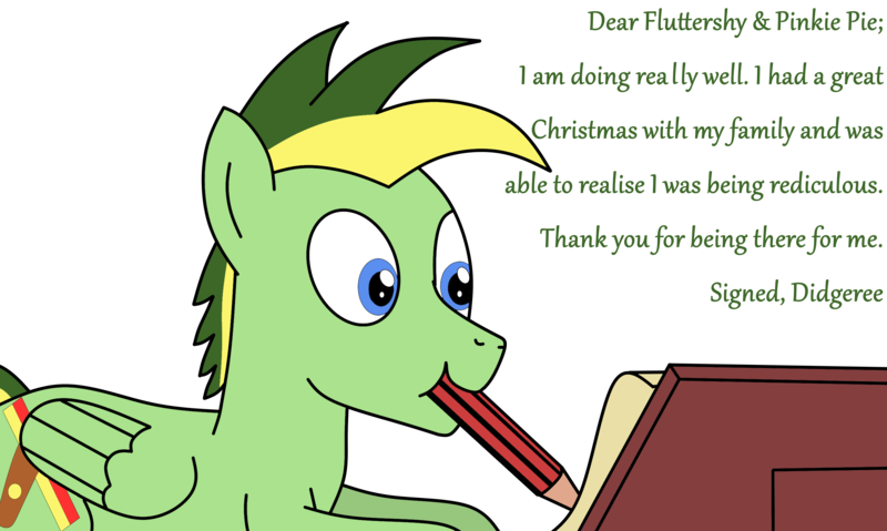 Size: 2670x1597 | Tagged: safe, artist:didgereethebrony, derpibooru import, oc, oc:didgeree, pegasus, pony, cutie mark, image, letter, pencil, png, scroll, simple background, solo, transparent background, writing