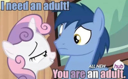 Size: 256x159 | Tagged: questionable, derpibooru import, blues, noteworthy, sweetie belle, i am an adult, i need an adult, image, jpeg, lidded eyes, meme, shipping, smiling, sweetieworthy, uncomfortable