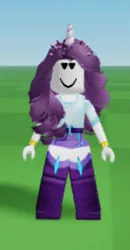 Size: 238x459 | Tagged: safe, derpibooru import, rarity, equestria girls, catalog avatar creator, grass, heart, heart eyes, horn, image, jpeg, roblox, sky, smiling, wingding eyes