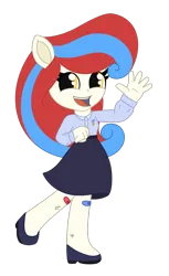 Size: 873x1428 | Tagged: safe, artist:dyonys, derpibooru import, oc, oc:oplatka, unofficial characters only, equestria girls, bandaid, blouse, clothes, doll, equestria girls minis, female, image, mascot, open mouth, png, simple background, skirt, smiling, toy, transparent background, waving