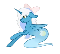 Size: 1129x1019 | Tagged: safe, artist:porcelainparasite, derpibooru import, oc, oc:fleurbelle, unofficial characters only, alicorn, ghost, ghost pony, pony, undead, alicorn oc, bow, female, hair bow, horn, image, mare, png, simple background, solo, transparent background, wings, yellow eyes