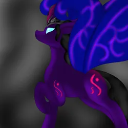 Size: 3000x3000 | Tagged: safe, artist:saint boniface, derpibooru import, oc, oc:umbra, unofficial characters only, pony, butterfly wings, curved horn, female, horn, image, jpeg, mare, solo, wings