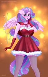 Size: 1872x3000 | Tagged: suggestive, artist:xjenn9, derpibooru import, princess flurry heart, anthro, christmas, commission, holiday, image, older, older flurry heart, png, solo, ych example, your character here
