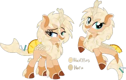 Size: 3602x2296 | Tagged: safe, artist:pure-blue-heart, derpibooru import, oc, kirin, merpony, pony, adoptable, blonde hair, closed species, cocktail colt, female, fins, food, heterochromia, image, liquid hair, mare, pineapple, png, simple background, spoon, straw, transparent background