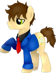 Size: 1787x2298 | Tagged: safe, artist:pure-blue-heart, derpibooru import, oc, unofficial characters only, earth pony, pony, brown mane, clothes, green eyes, hourglass, image, male, messy mane, necktie, obtrusive watermark, png, raised hoof, simple background, stallion, stallion oc, suit, transparent background, watermark