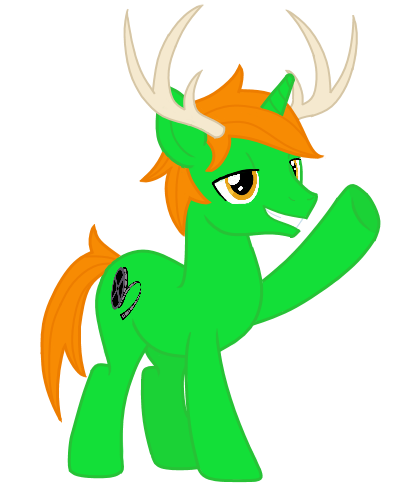 Size: 403x485 | Tagged: safe, artist:discordant creations, derpibooru import, oc, oc:kiwi, unofficial characters only, pony, unicorn, antlers, image, male, png, reindeer antlers, secret santa, solo, stallion