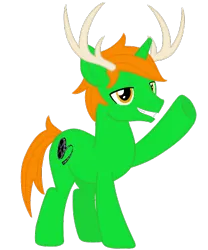 Size: 403x485 | Tagged: safe, artist:discordant creations, derpibooru import, oc, oc:kiwi, unofficial characters only, pony, unicorn, antlers, image, male, png, reindeer antlers, secret santa, solo, stallion