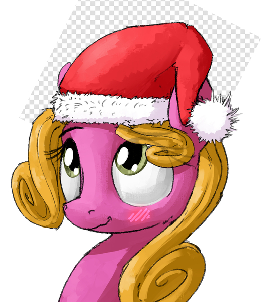 Size: 906x1004 | Tagged: safe, artist:uteuk, derpibooru import, shady, earth pony, pony, blushing, christmas, female, happy, hat, holiday, image, jpeg, mare, santa hat