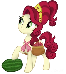 Size: 3662x4096 | Tagged: safe, artist:sjart117, derpibooru import, cherry jubilee, earth pony, pony, basket, female, food, fruit, image, mare, mole, movie accurate, png, simple background, transparent background, watermelon