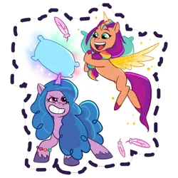 Size: 512x512 | Tagged: safe, derpibooru import, official, izzy moonbow, sunny starscout, earth pony, pegasus, pony, g5, image, my little pony: mane merge, png