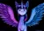 Size: 680x492 | Tagged: safe, derpibooru import, twilight sparkle, twilight sparkle (alicorn), alicorn, pony, black background, crying, cut, female, image, injured, jpeg, looking at you, mare, multicolored mane, purple coat, purple eyes, sad, signature, simple background, solo, spread wings, torn ear, wing fluff, wings