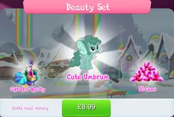 Size: 1263x854 | Tagged: safe, derpibooru import, official, rabia, umbrum, bundle, bush, costs real money, english, female, gameloft, gem, guitar, image, jpeg, mobile game, musical instrument, my little pony: magic princess, numbers, sale, solo, solo focus, spread wings, text, umbrella, wings