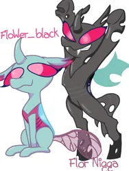 Size: 1080x1440 | Tagged: safe, artist:flower-black, derpibooru import, oc, oc:flower black, changedling, changeling, image, n word, nigga, not ocellus, png, ponysona