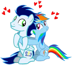 Size: 1099x1099 | Tagged: safe, artist:mlplary6, derpibooru import, rainbow dash, soarin', pegasus, pony, female, heart, hug, image, looking at each other, looking at someone, love, male, mare, png, shipping, simple background, sitting, smiling, smiling at each other, soarindash, stallion, straight, transparent background, vector