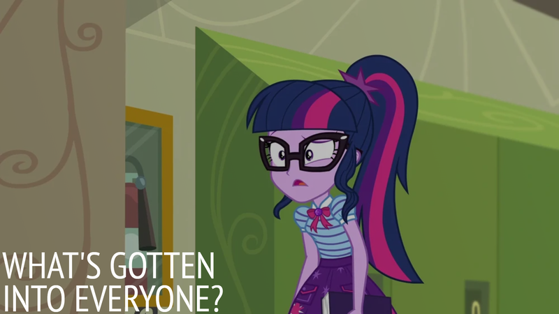Size: 1920x1080 | Tagged: safe, derpibooru import, edit, edited screencap, editor:quoterific, screencap, sci-twi, twilight sparkle, best trends forever, equestria girls, equestria girls series, image, png, solo