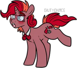 Size: 1804x1594 | Tagged: safe, artist:sexygoatgod, derpibooru import, oc, oc:ribbon snip, unofficial characters only, unicorn, adoptable, bucktooth, crack ship offspring, female, glasses, horn, image, offspring, parent:mayor mare, parent:snips, png, simple background, transparent background, unicorn oc