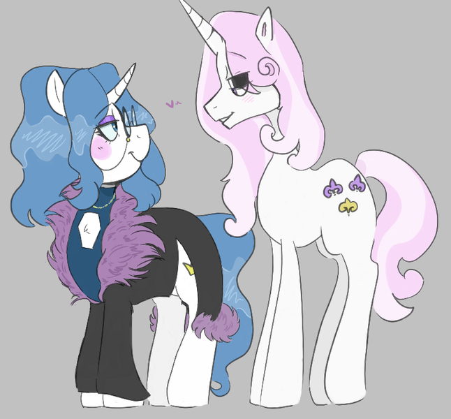 Size: 772x717 | Tagged: safe, artist:dsstoner, derpibooru import, fancypants, fleur-de-lis, pony, unicorn, aggie.io, blushing, clothes, fancyfleur, female, grayscale, heart, image, male, mare, monochrome, monocle, png, rule 63, shipping, simple background, smiling, stallion, straight