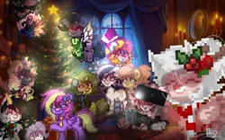 Size: 1280x800 | Tagged: oc name needed, safe, artist:sieri, derpibooru import, oc, oc:albert fomichev, oc:dark lytick, oc:jay, oc:sagiri himoto, unofficial characters only, earth pony, pegasus, pony, unicorn, pony town, clothes, earth pony oc, horn, image, pegasus oc, phone, png, ponytail, scarf, unicorn oc, wings