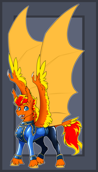 Size: 2393x4191 | Tagged: safe, artist:parrpitched, derpibooru import, oc, oc:fireheart(fire), bat pony, donut steel, fireheart76's latex suit design, image, kink, latex, latex suit, png, prisoners of the moon, rubber, rubber suit, solo